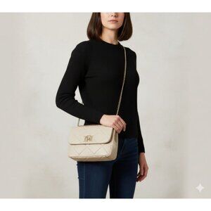 Off-White & Gold tone Diamond-Quilted Logo Crossbody Bag